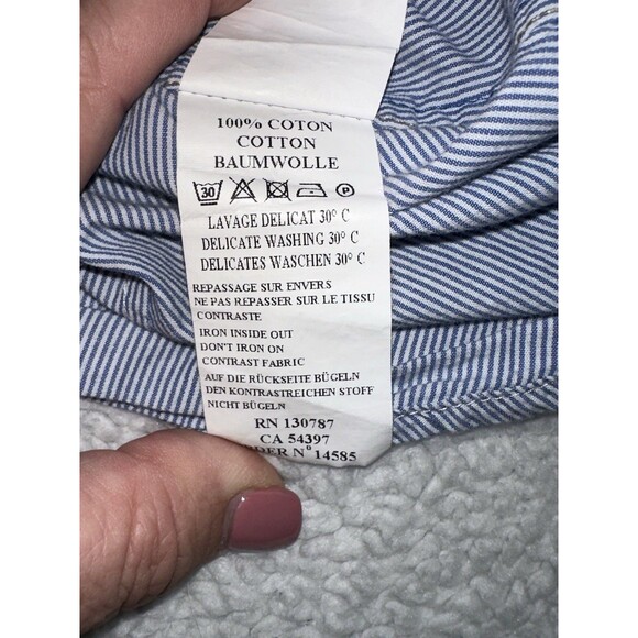 Saint James Depuis Women’s Button Down Pinstripe Shirt W/ Suede Elbow Patches XS - Picture 13 of 13